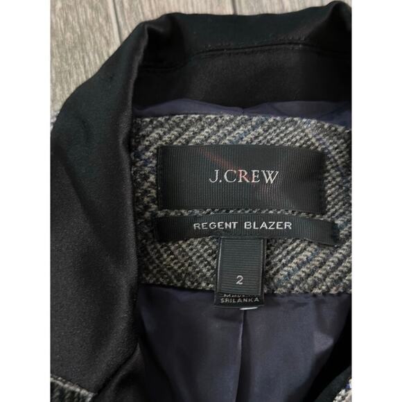 J.Crew Women's Regent Gray Plaid Gold Shield Button Surgeon Cuff Blazer Size 2 - Picture 8 of 9